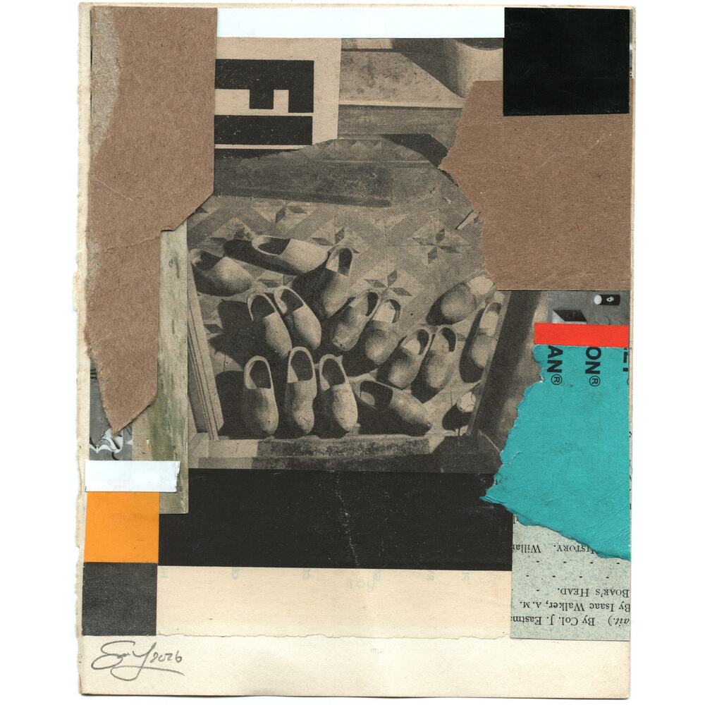 Original Mixed Media Modern Art Collage "Plash" 5.25x6.75" Signed